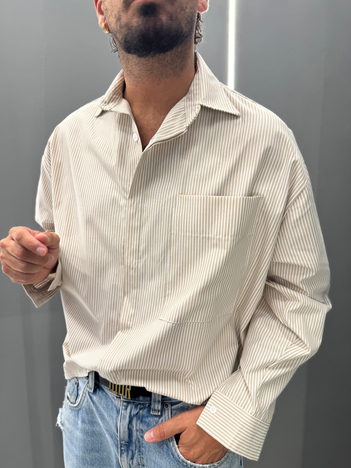 Camicia a righe CRIS BEIGE