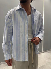 Camicia a righe CRIS azzurra